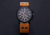 Space Black Leather Strap Military Watch