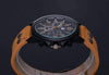 Space Black Leather Strap Military Watch