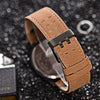 Space Black Leather Strap Military Watch