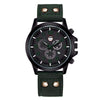 Space Black Leather Strap Military Watch