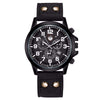 Space Black Leather Strap Military Watch