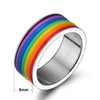 Inlaid Rainbow Flag Premium Steel Ring - Zodeys