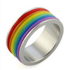 Inlaid Rainbow Flag Premium Steel Ring - Zodeys