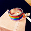 Inlaid Rainbow Flag Premium Steel Ring - Zodeys