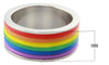 Inlaid Rainbow Flag Premium Steel Ring - Zodeys