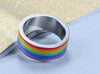 Inlaid Rainbow Flag Premium Steel Ring - Zodeys