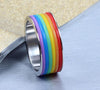 Inlaid Rainbow Flag Premium Steel Ring - Zodeys