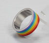 Inlaid Rainbow Flag Premium Steel Ring - Zodeys