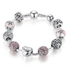 Crystal Ball Love & Flower Antique Silver Charm Bracelet - Zodeys