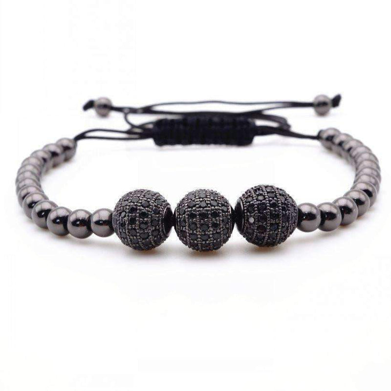 18K Gold Plated Beads 3 Diamond Ball Unisex Bracelet - Zodeys