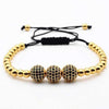 18K Gold Plated Beads 3 Diamond Ball Unisex Bracelet - Zodeys
