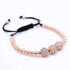 18K Gold Plated Beads 3 Diamond Ball Unisex Bracelet - Zodeys