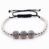 18K Gold Plated Beads 3 Diamond Ball Unisex Bracelet - Zodeys