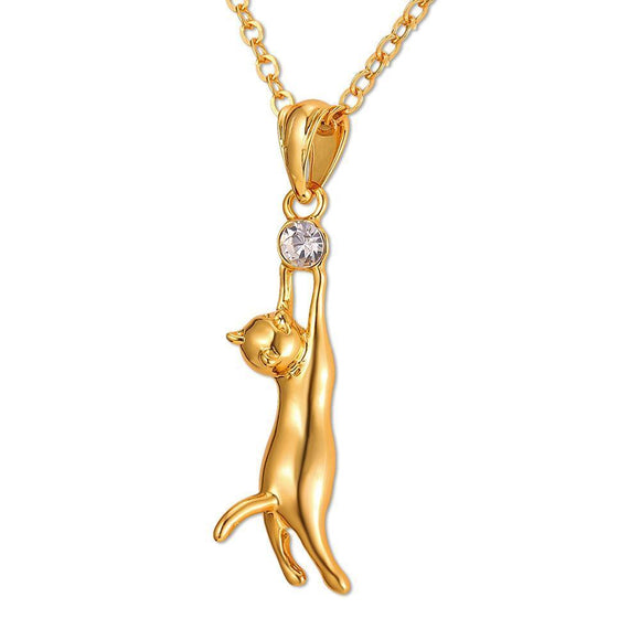 Hyper Cat Rhinestone Necklace - Zodeys