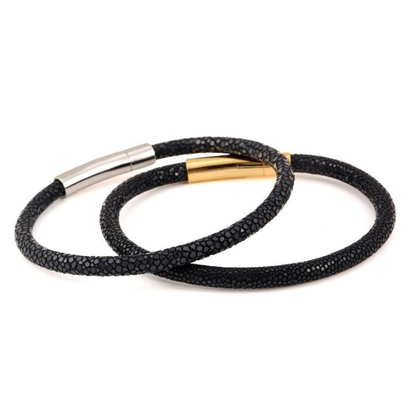 Genuine Stingray Leather Stainless Steel Bracelet - Zodeys