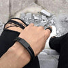 Black Braided Leather Bracelet - Zodeys