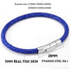 Genuine Stingray Leather Stainless Steel Bracelet - Zodeys
