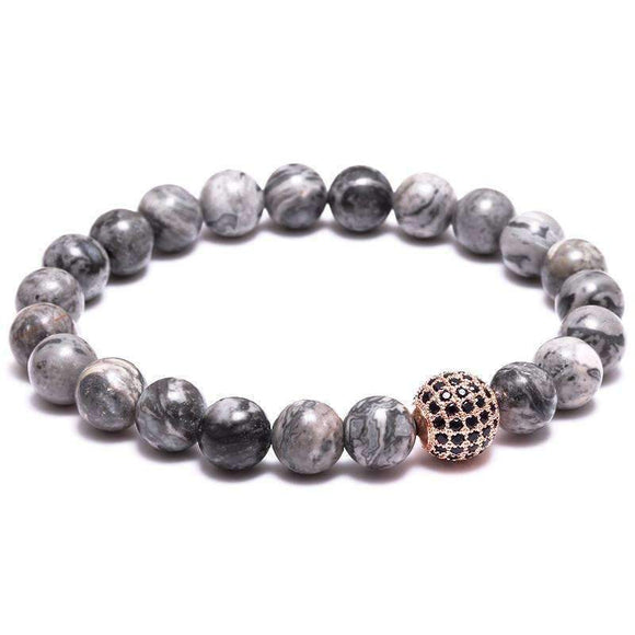 Grey Jasper Stone Micro Pave Bracelet - Zodeys