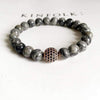 Grey Jasper Stone Micro Pave Bracelet - Zodeys