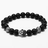 Mr. Sauce Black Lava Stone Skull Bracelet