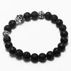 Mr. Sauce Black Lava Stone Skull Bracelet