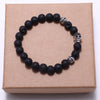 Mr. Sauce Black Lava Stone Skull Bracelet