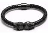 Telepathic Skull Black Leather Bangle - Zodeys
