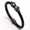 Telepathic Skull Black Leather Bangle - Zodeys