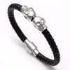 Telepathic Skull Black Leather Bangle - Zodeys