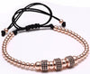 Triple Double Rose Gold Rhinestone Macrame Bracelet - Zodeys