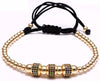 Triple Double Rose Gold Rhinestone Macrame Bracelet - Zodeys
