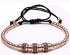 Triple Double Rose Gold Rhinestone Macrame Bracelet - Zodeys