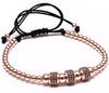 Triple Double Rose Gold Rhinestone Macrame Bracelet - Zodeys