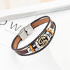Antique Bronze Dollar Sign Leather Bracelet - Zodeys