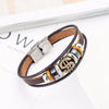 Antique Bronze Dollar Sign Leather Bracelet - Zodeys