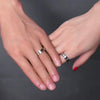 Polished Rose Gold Rhinestone Couple's Rings - Zodeys