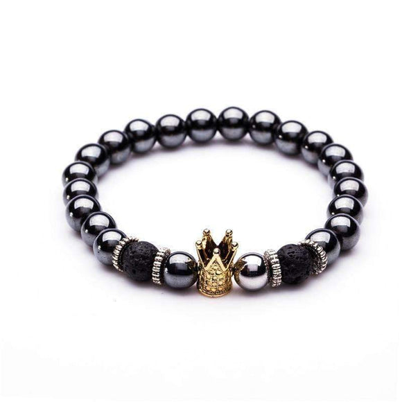 Imperial Gold & Onyx Black Crown Bracelet - Zodeys