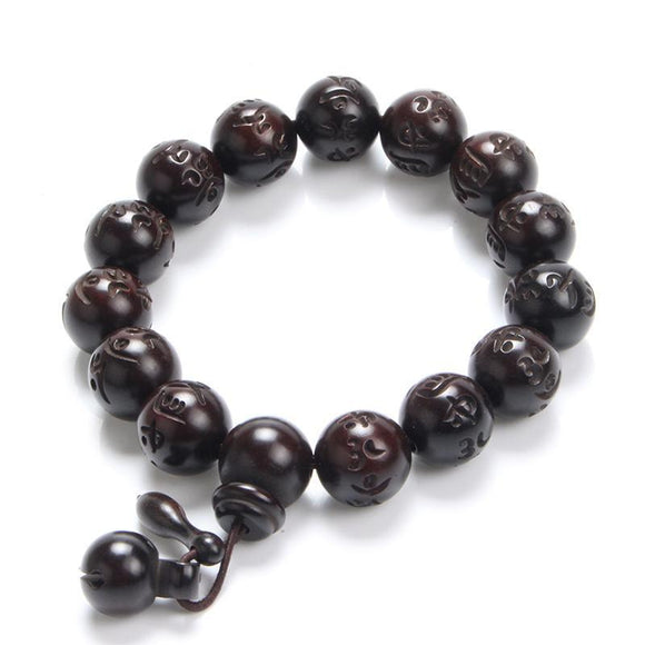African Blackwood Hand-carved Sanskrit Buddhist Prayer Beads Bracelets - Zodeys