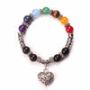 7 Chakra Mixed Crystal Stones Heart Charm Bracelet - Zodeys