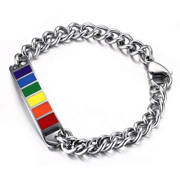 Rainbow ID Tag Pride Bracelet