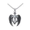 Fallen Angel Rhinestone Winged Cross Necklace - Zodeys