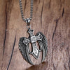 Fallen Angel Rhinestone Winged Cross Necklace - Zodeys