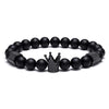 Matte Onyx Natural Stone Crown Bracelet - Zodeys