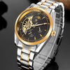 Luxury Gold Mechanical Skeleton Onyx Watch - Zodeys