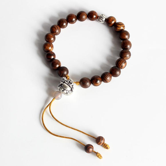 Tiger Skin Sandalwood White Copper Six Mantra Bracelet - Zodeys