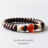 Lampwork & Natural Coconut Shell Beaded Stretch Bracelet - Zodeys