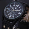 Space Black Leather Strap Military Watch