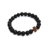 Hematite Gallstone Cross Charm Lavastone Beaded Bracelet - Zodeys