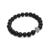 Hematite Gallstone Cross Charm Lavastone Beaded Bracelet - Zodeys
