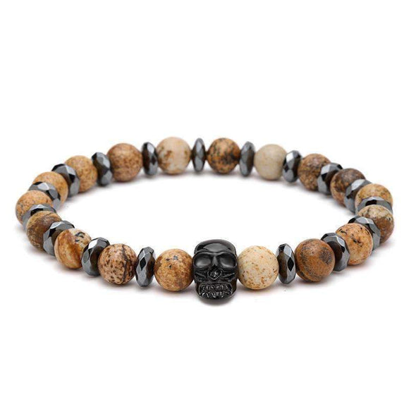 Onyx Black Skull Natural Stone Bracelet - Zodeys